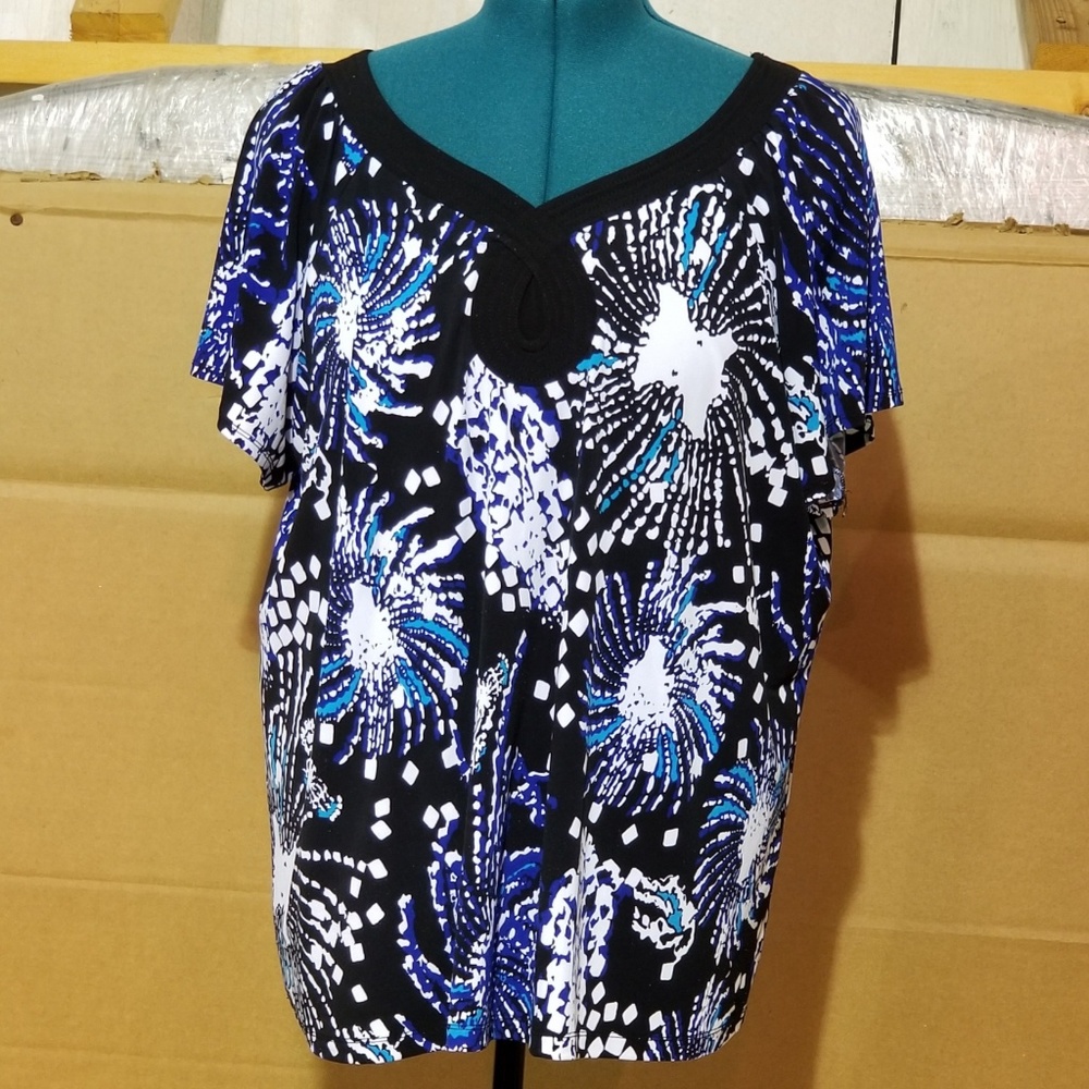 Designers Originals black, blue &white top  sz 2x
